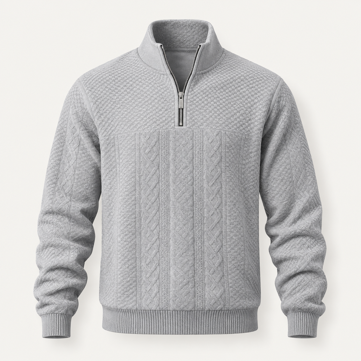 Links Jacquard men's quarter-zip sweater
