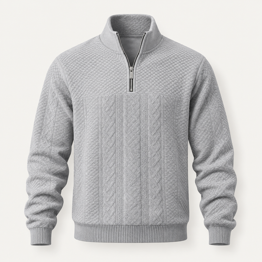 Links Jacquard men's quarter-zip sweater