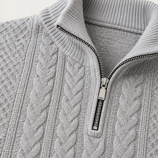Links Jacquard men's quarter-zip sweater, view 2