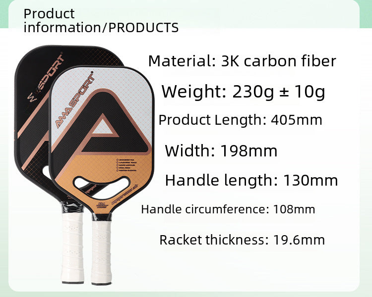 AMA 3K Carbon Fiber High-End Pickleball Paddle