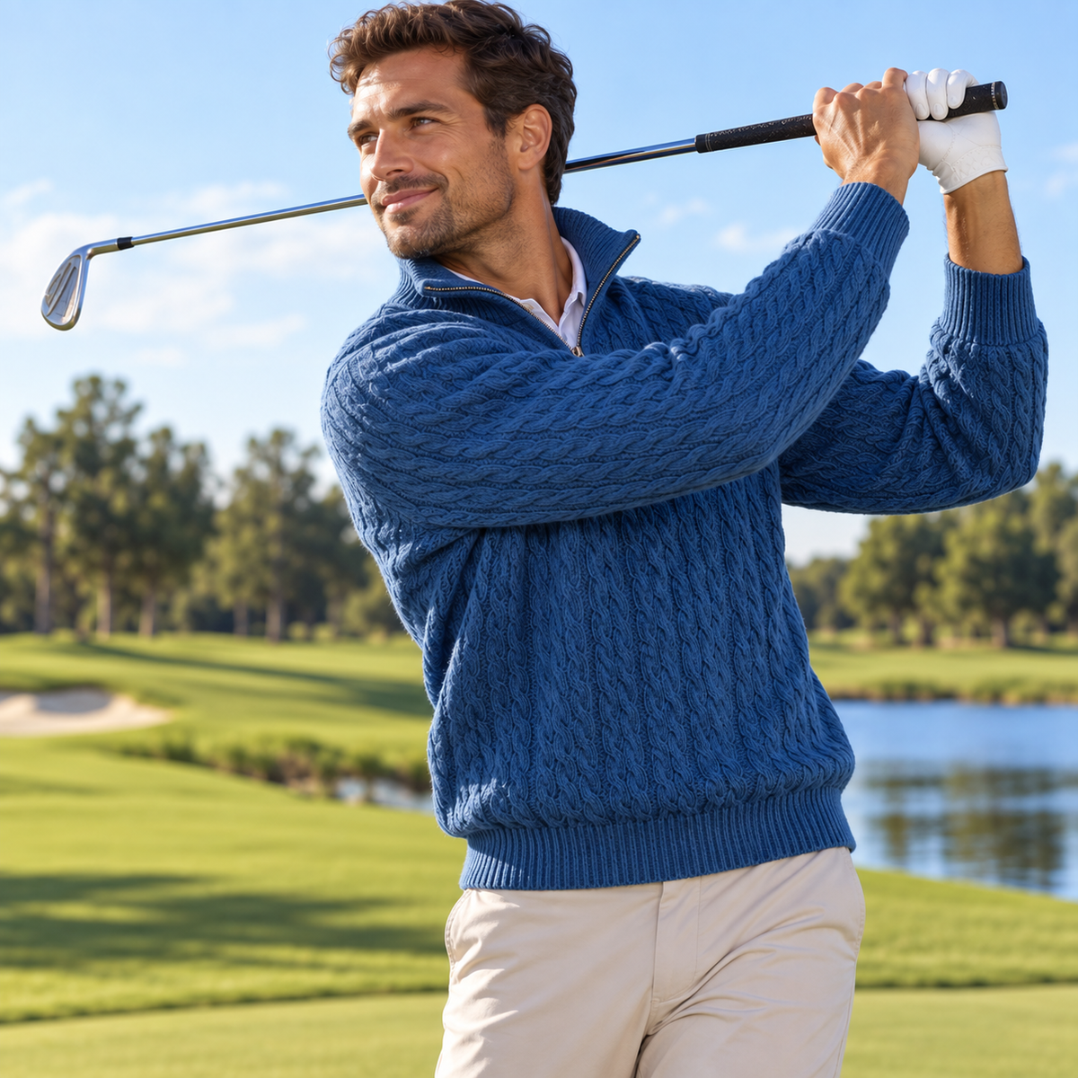 Clubhouse men's zip knit sweater, view 4