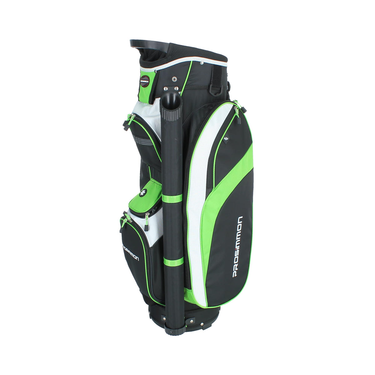 Prosimmon Tour 14-slot golf bag in black and green