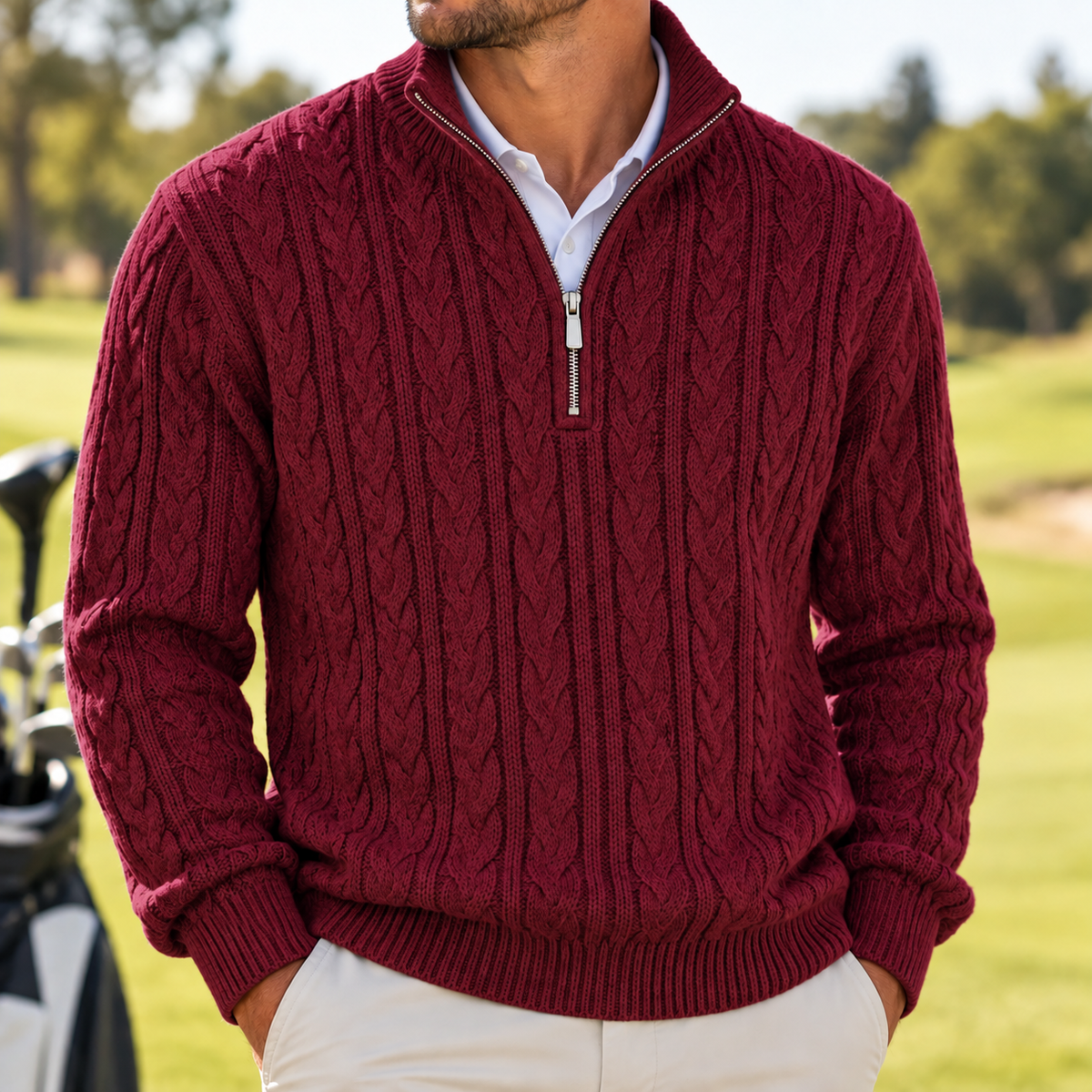 Clubhouse men's zip knit sweater, view 3