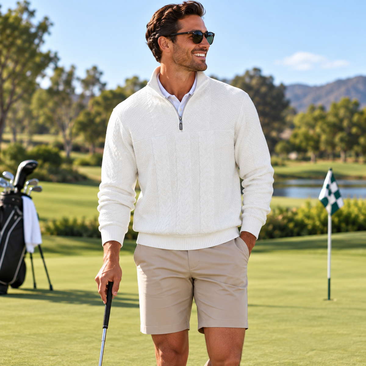 Links Jacquard Quarter-Zip